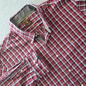 Tailorbyrd Mens 4XL Plaid Button Down Shirt Red Black Long Sleeve Big and Tall